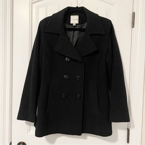 croft & barrow Wool Blend Peacoat in Black Size Medium
